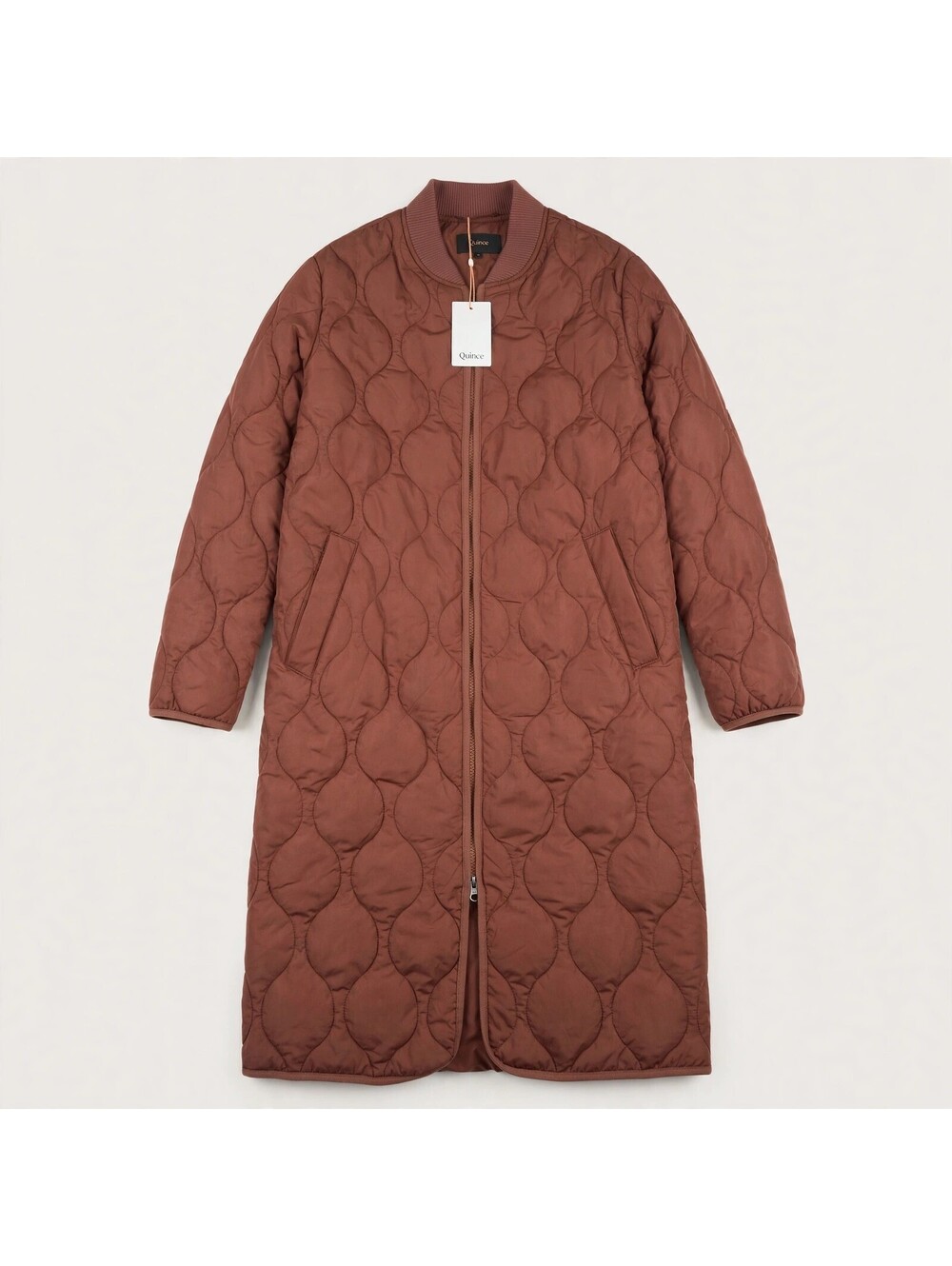 Quince Featherless Quilted Puffer Long Coat Redwood Brown Womens S NWT